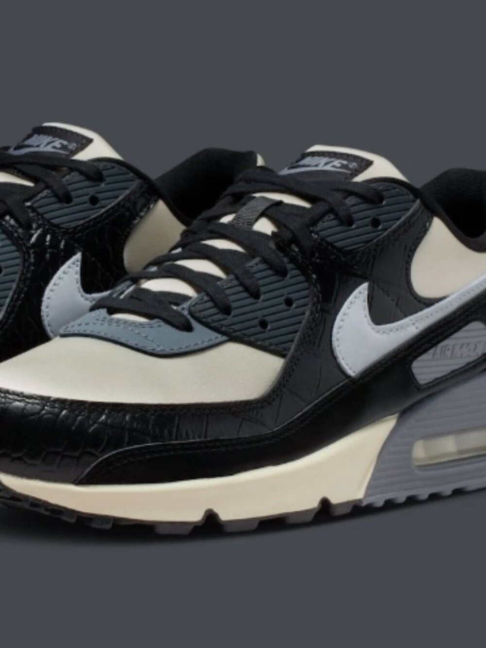 Nike Air Max 90 QS Smoke Grey Crocodile Sneakers Mens Size 8.5M/10W